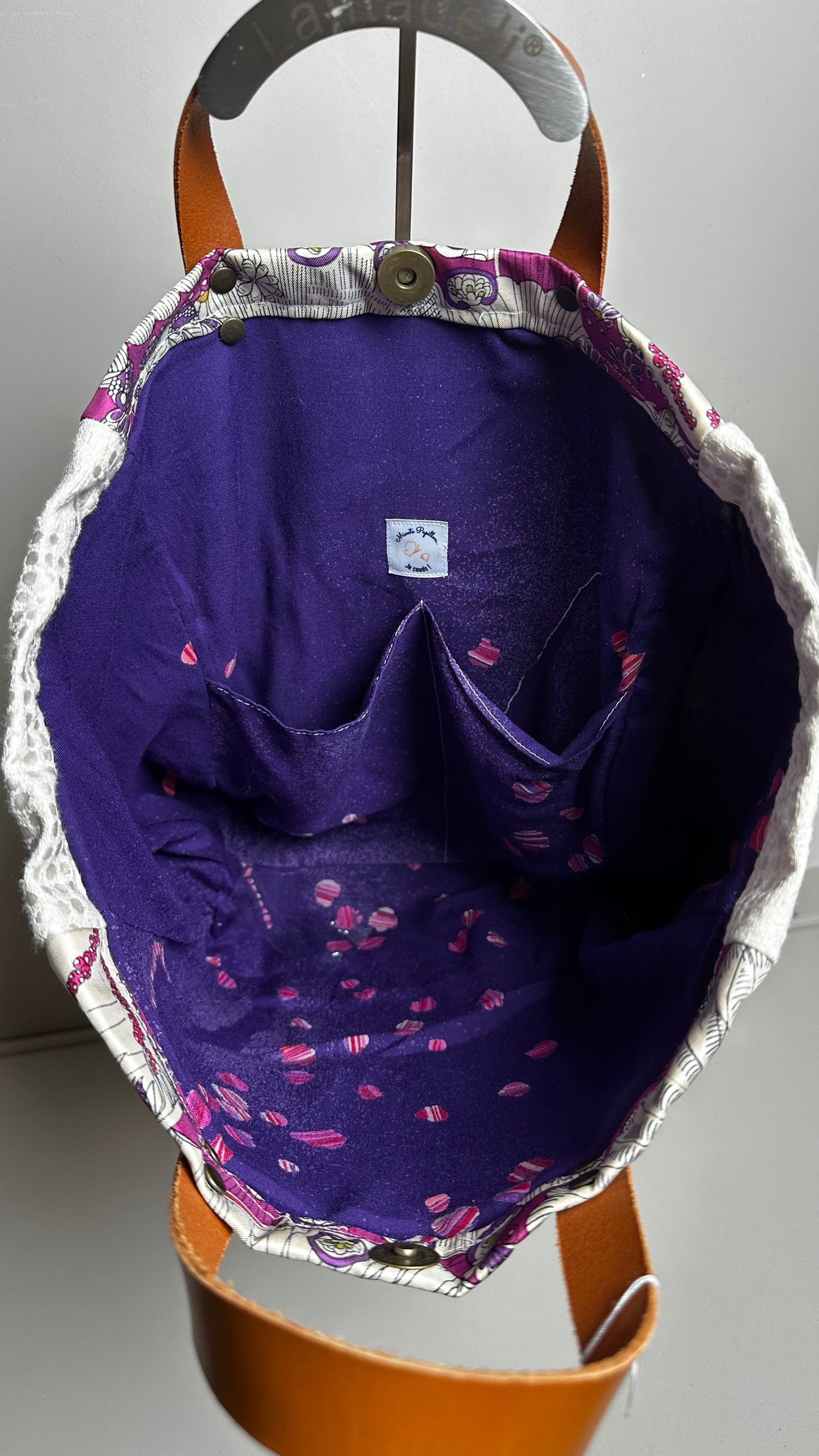 Cabas chic arabesque fushia et blanc