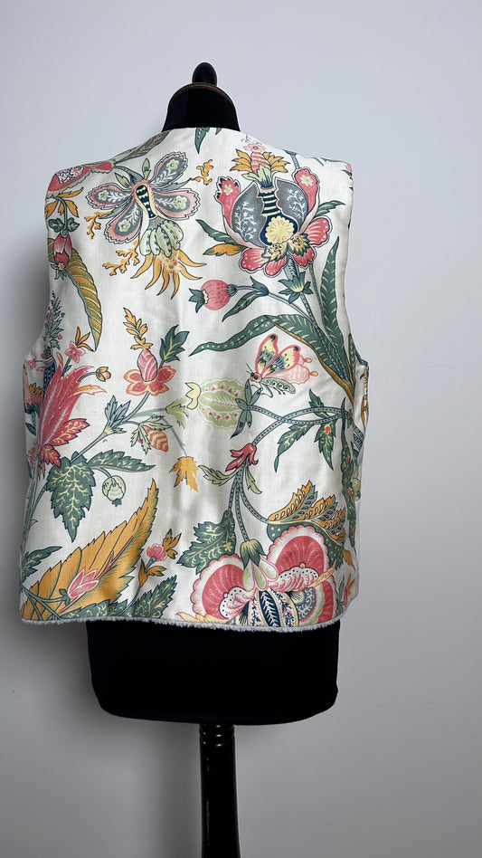 Gilet de Berger taille M beige fleurs