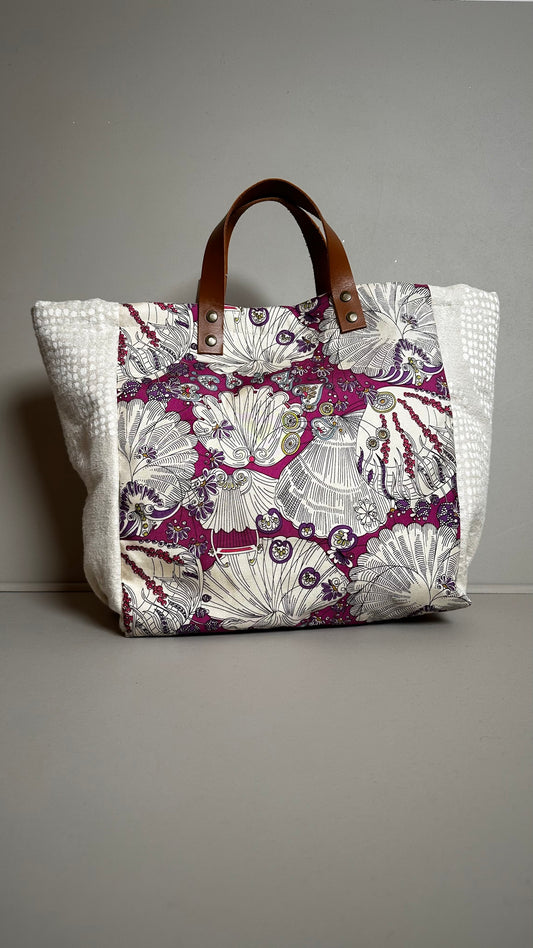 Cabas chic arabesque fushia et blanc