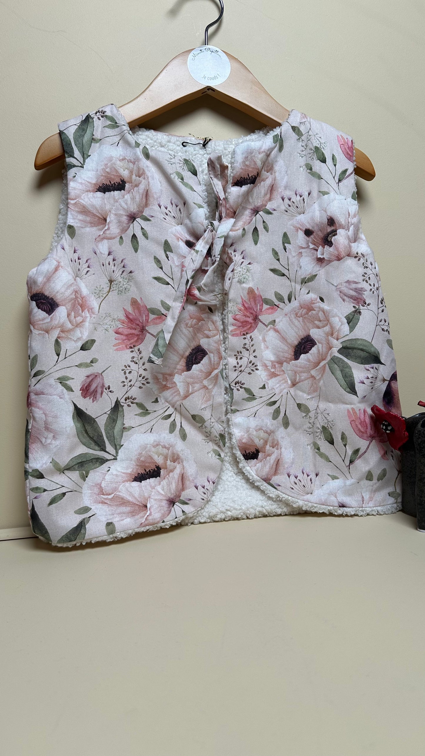 Gilet de berger enfant pavots